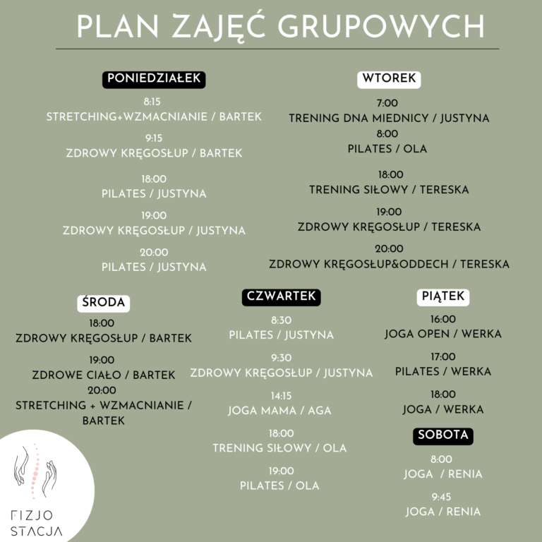 Fizjostacja plan zajęć